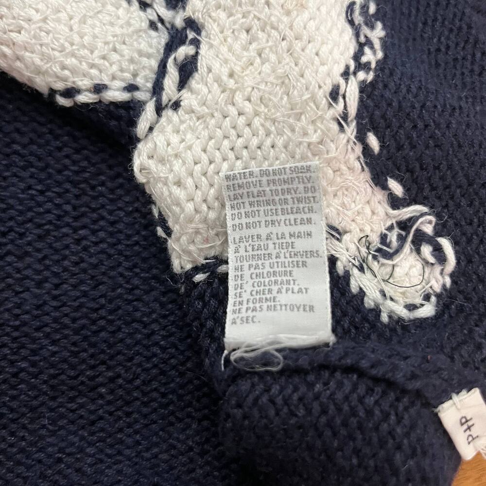 Marisa Christina Sweater Small Medium Nautical Anchor Sequin Navy White - Picture 9 of 11